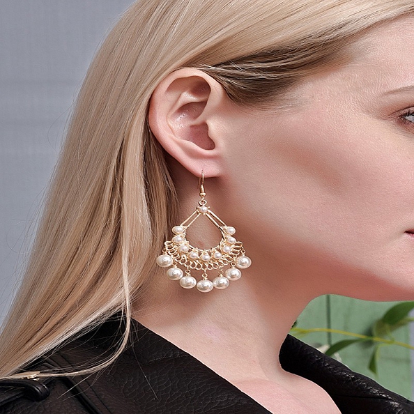 Classic Geometric Pearl Pendant Earrings PWB032