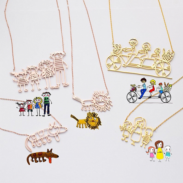 Custom Kids Drawing Necklace PW876