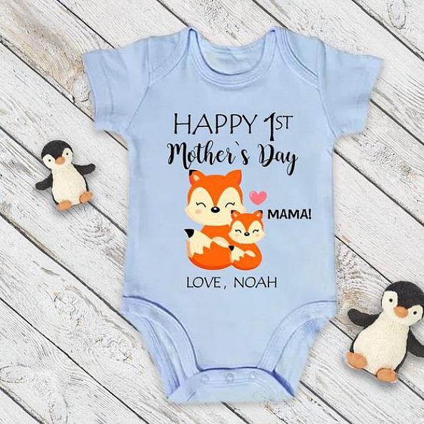 Custom Fox Mother's Day Baby Bodysuits PW150