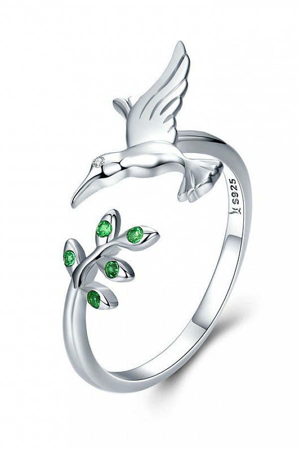 Adjustable Sterling Silver Hummingbird Ring - Vintage Spoon Style Thumb Or Toe Ring