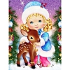 Little girl and deer Christmas Full Drill 5D Diamond Painting Kit PW477