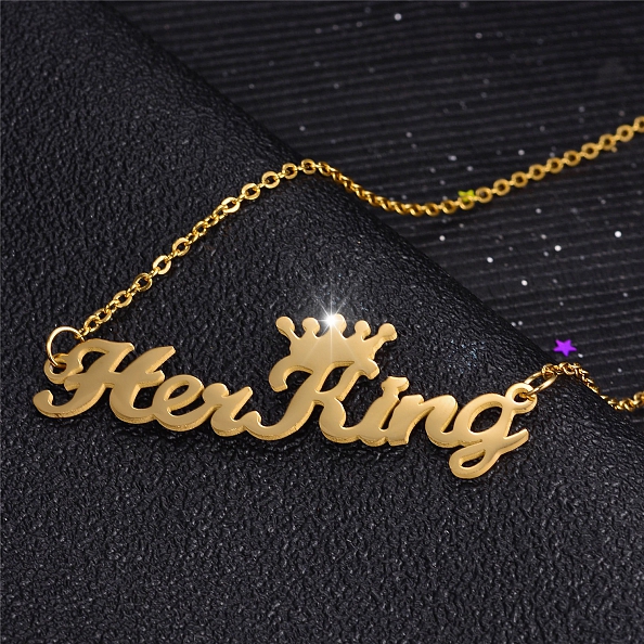 Titanium steel her queen his queen necklace PW057 - Personalized Gift ...