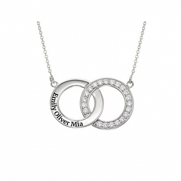 Cubic Zirconia Interlocking Circle Necklaces PW878