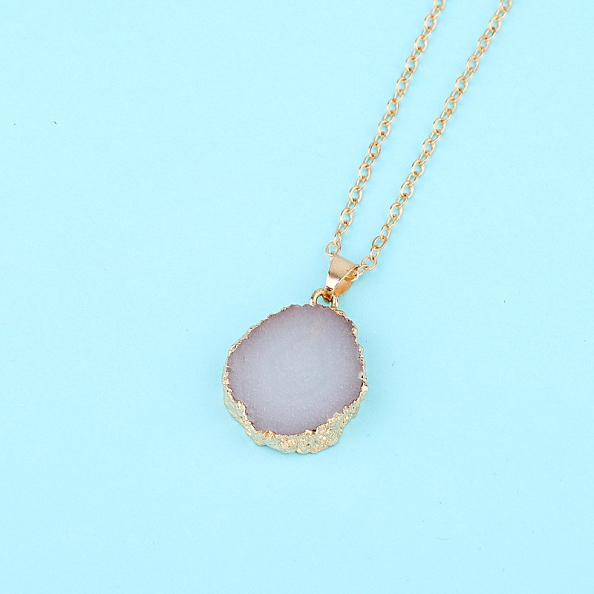 Irregular Sunflower Natural Stone Pendant Necklaces PWB510