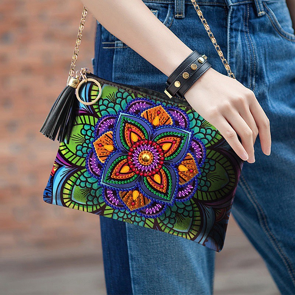 DIY Leather Shoulder Bag Diamond Painting  Flowers PW627