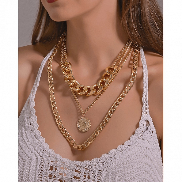 Multilayer Portraits and COINS Necklace PW947