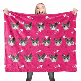  Cute Cats Custom Face Photo Fleece Blanket PW495