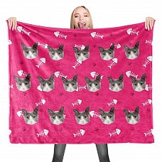  Cute Cats Custom Face Photo Fleece Blanket PW495