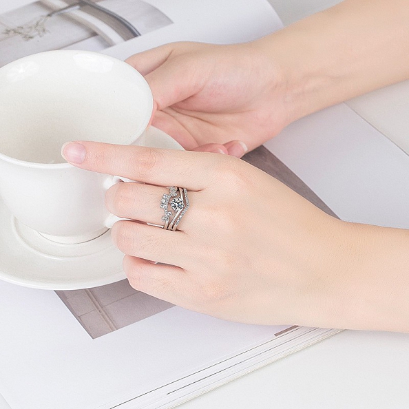 2 in 1 Couple Fashion Open Ring PW852