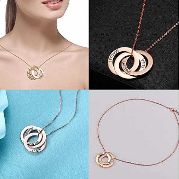 Custom Russian Rings Name Necklace PW879