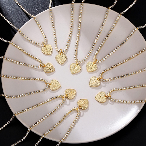 Heart charm letter necklace PW892