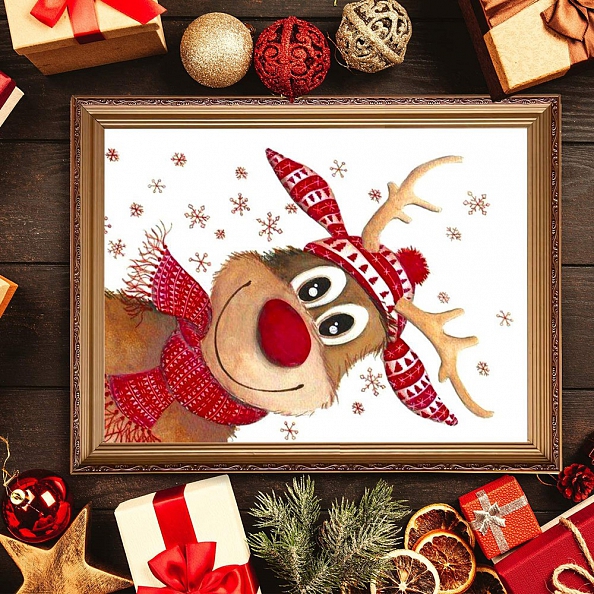 DIY Full Round Diamond Painting -Smile Deer PW814