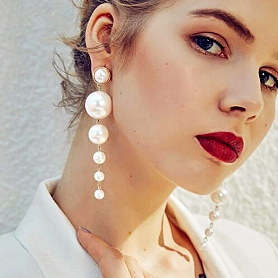 Trend Simulation Pearl Long Earrings  PWB033
