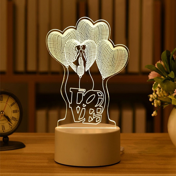Customized 3D Love and Balloon Illusion Lamp Gift PW553