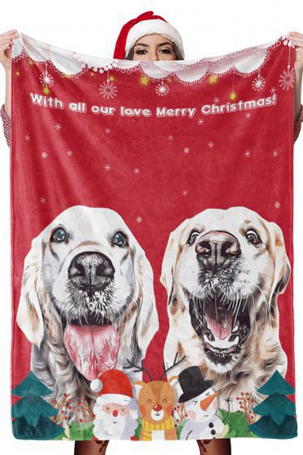 Christmas Dog Blanket Gift Custom Dog Blankets Pet Photo Painted Art ...