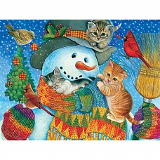 Snowman and Cats Full Drill 5D Diamond Painting Kit PW473