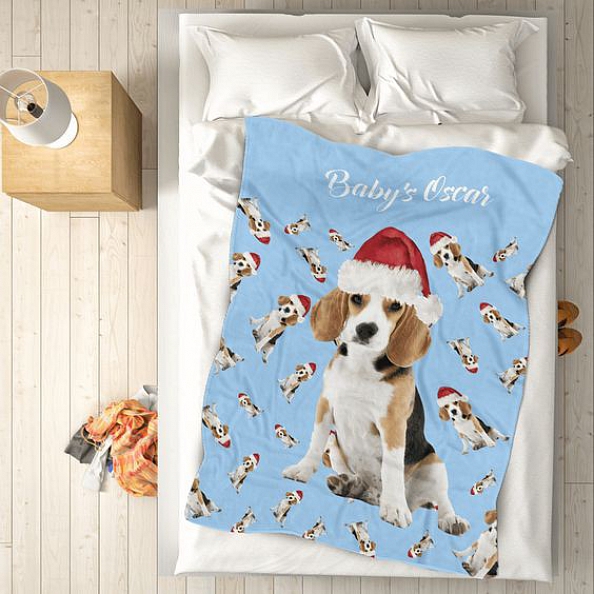 Custom Dog Blankets Personalized Pet Photo Blanket Christmas Dog Blanket Pet Gift PW143