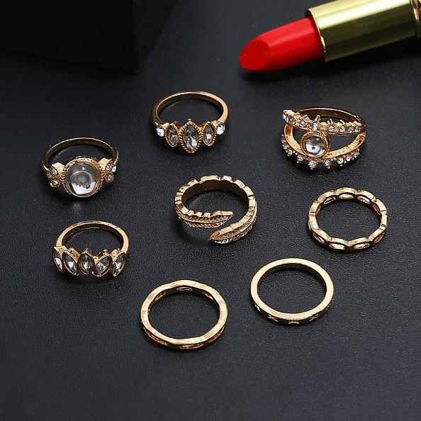 8picsset retro geometric ring PWB087