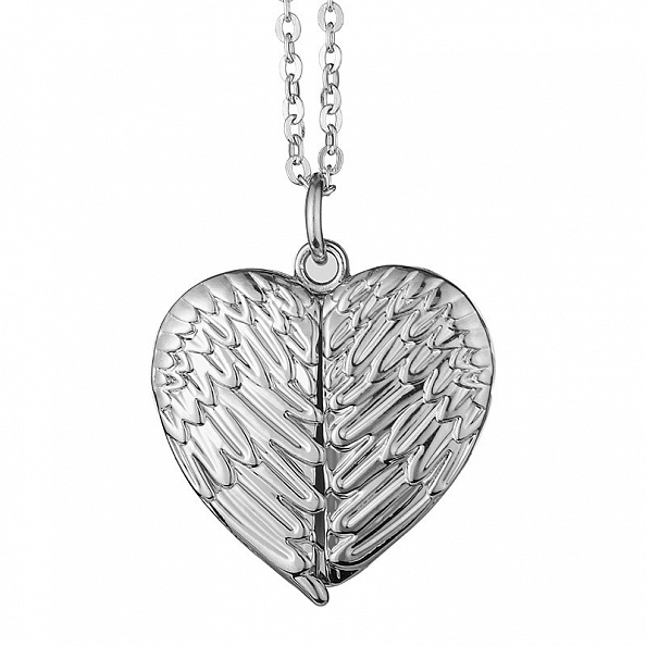 Engravable Angel Wings Photo Pendant Necklace PWB230