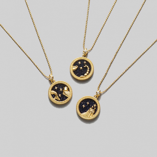 Zodiac 12 Costellation  Pendant Necklaces PW883