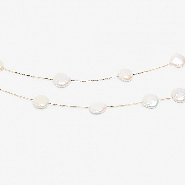 Double layers round slice necklace PW939