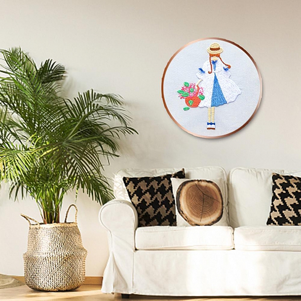 Flowers Girl-Embroidery Kit(30x30cm) PW665