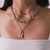 Lock Key Pendant Punk Long Chain  Layered Necklace PW828
