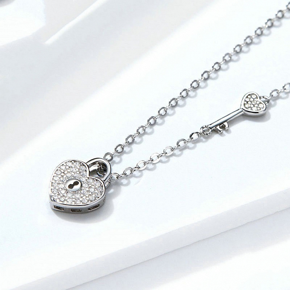 Heart & Lock Pendant Necklace PWB529