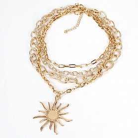 Multi Layer Sun Pendant Necklace PWB119