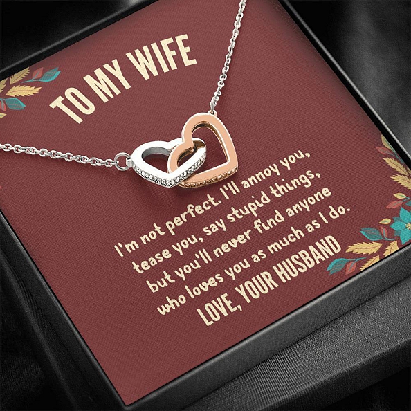 'I'M NOT PERFECT' Interlocking Hearts Necklace PWB317