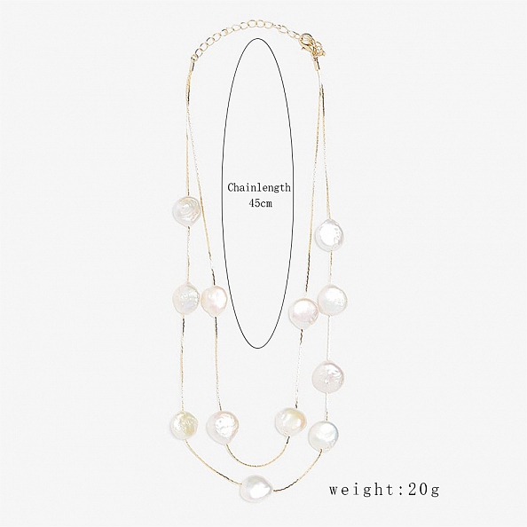 Double layers round slice necklace PW939