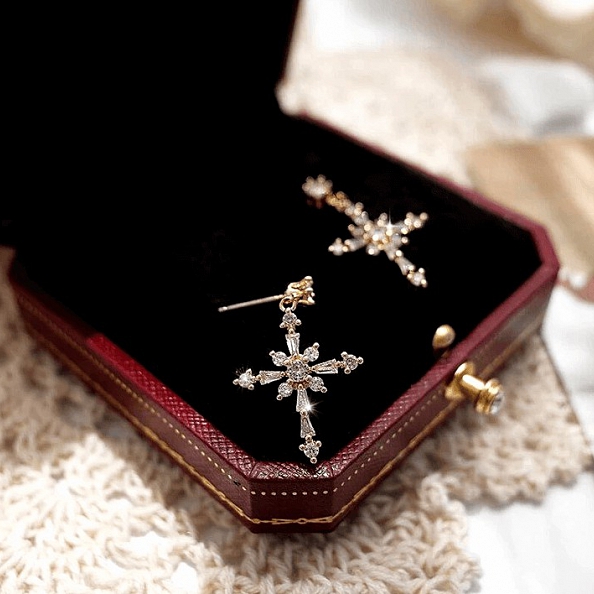 Crystal Cross Earrings PWB265