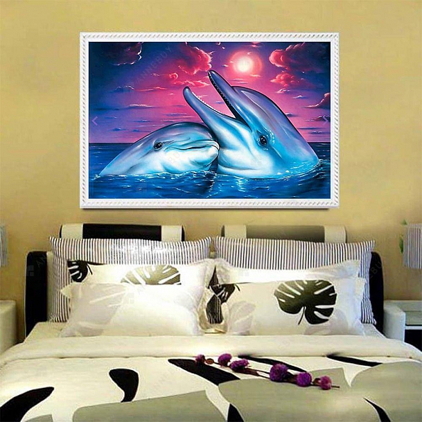 Partial Drill Diamond Painting-Two Dolphins PW715