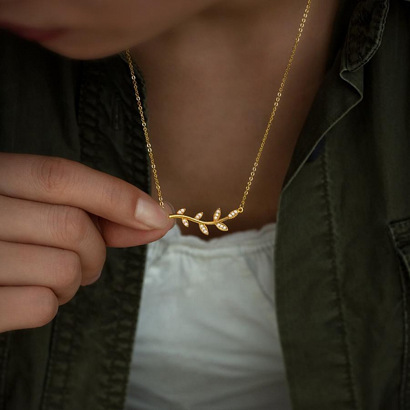 BE-LEAF IN YOURSELF LIKE I DO Tree Leaf Necklace PWB474