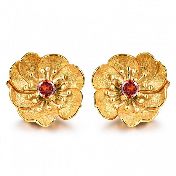 Natural Olivine Flower Stud Earrings PWB388