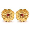 Natural Olivine Flower Stud Earrings PWB388