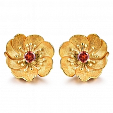 Natural Olivine Flower Stud Earrings PWB388