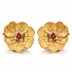 Natural Olivine Flower Stud Earrings PWB388
