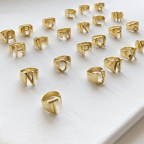 Gold plated letter ring PWB086