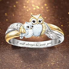 Cute Owl Crystal Ring PWB004