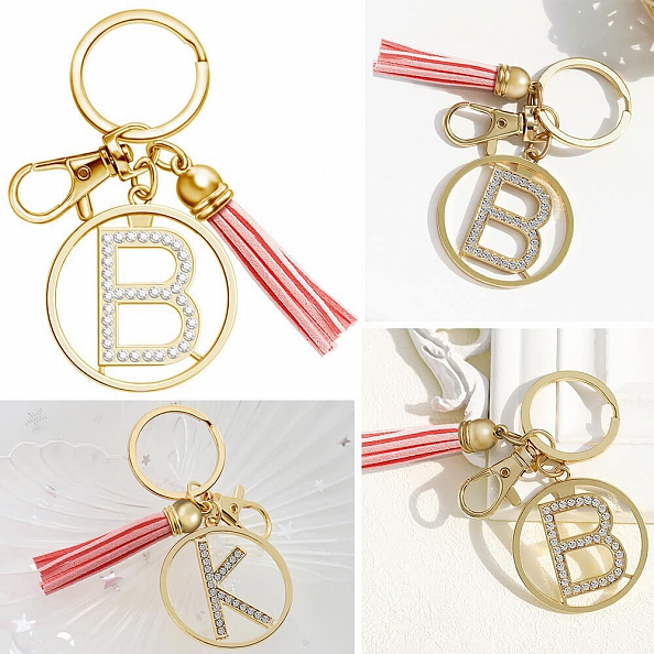 Glittering drill key chain gold PW890