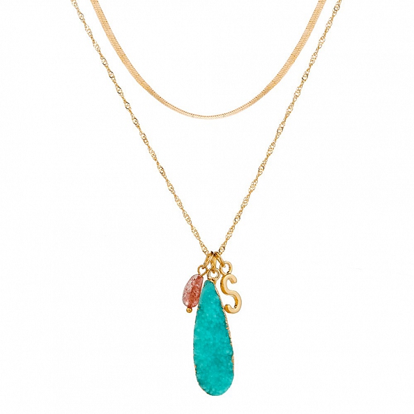 Multi-Layer Water Drop Pendant Necklace PW934
