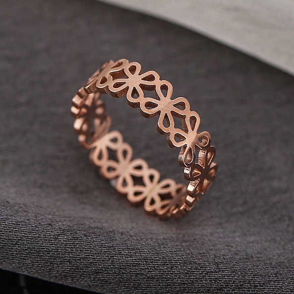Hollow Rose Gold Band Ring PWB277