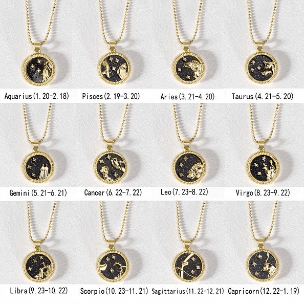 12 Constellation Zodiac Necklace PWB117