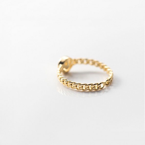 Smile Face Chain Link Ring PWB553