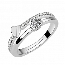 Romantic Two-heart Silver Ring PWB503
