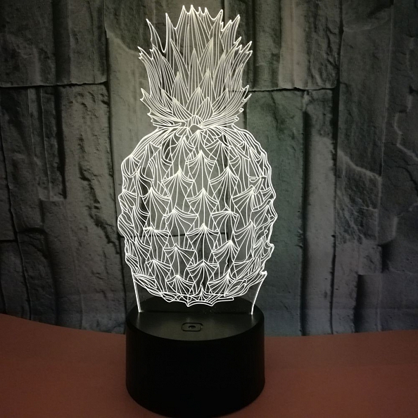 3D Pineapple Illusion Lamp Gift 7/16 Colors PW546