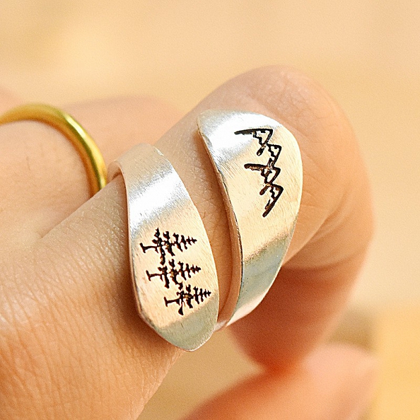 Natural landscape engraved ring PWB219