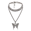 2Pcs Sparking Crystal Pave Butterfly Pendant Necklace PW936