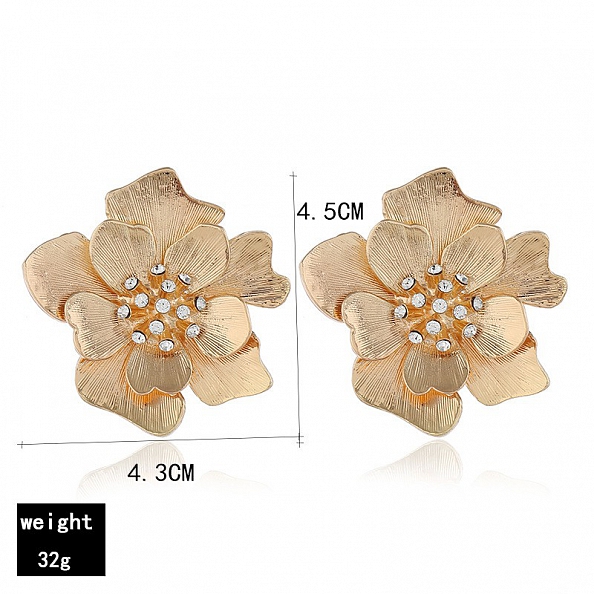Gold Peony Stud Earrings PWB278